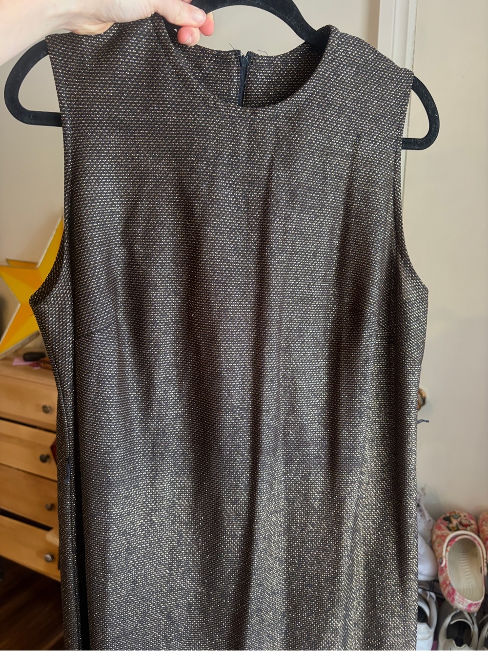 Vintage 70s Black Metallic Maxi Dress with Gold Belt - Picture 8 of 15